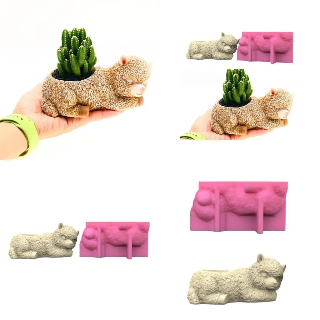 

652F Silicone Molds Resin Casting Mold Home Decorations Alpacas Cup Mold Flowerpot Molds Gift for DIY Craft Lover