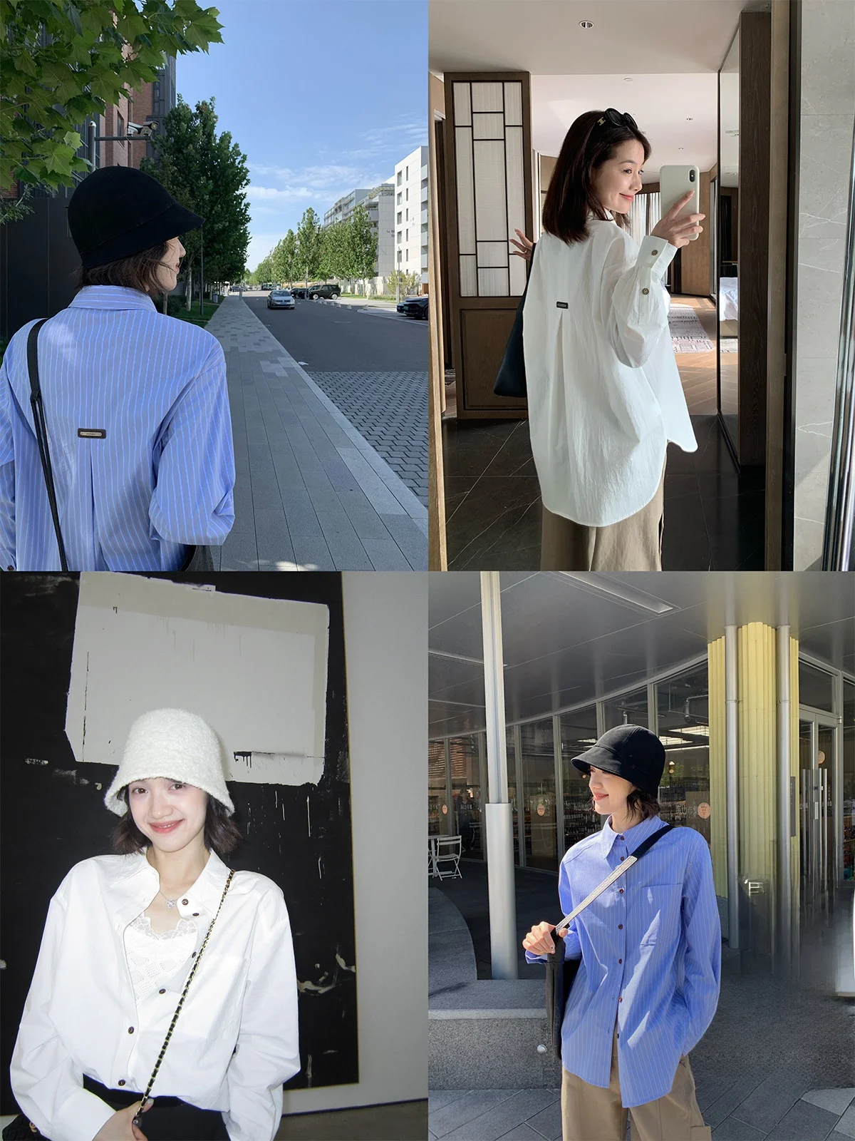 

Женская рубашка Studio Tag Ideal Bone Feeling White из отборной ткани, свободного кроя, с синими полосками, из французского хлопка, с длинными рукавами, на пуговицах