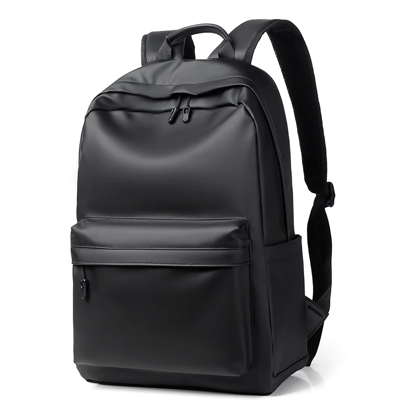 

Customized logo new men's travel waterproof PU leather schoolbag fashion wholesaler student notebook backpack