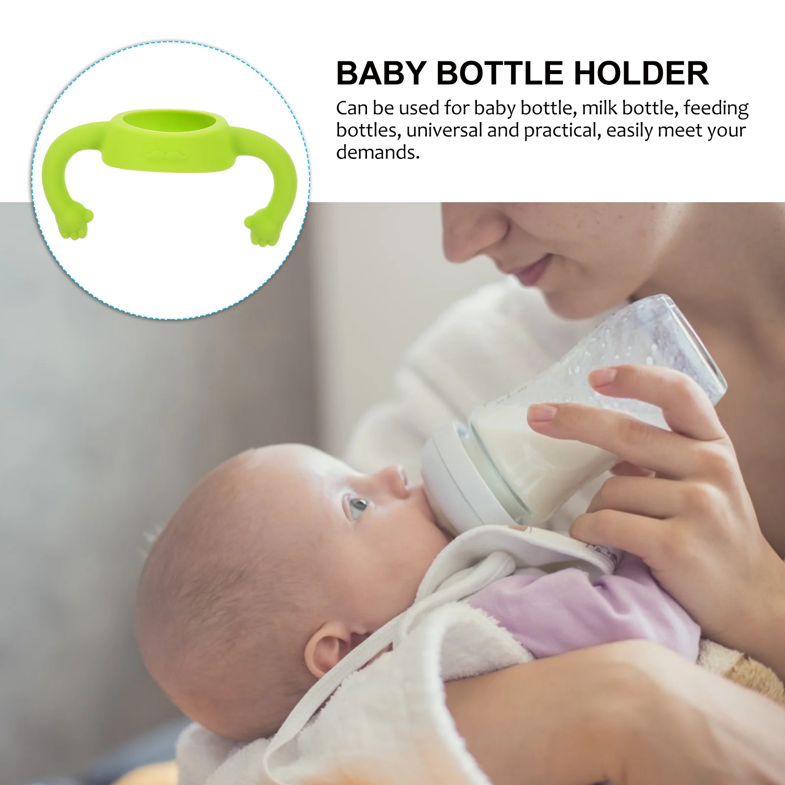 

2 Pcs Silicone Bottle Handle Feeding Bottles Milk Soft Handles Green for