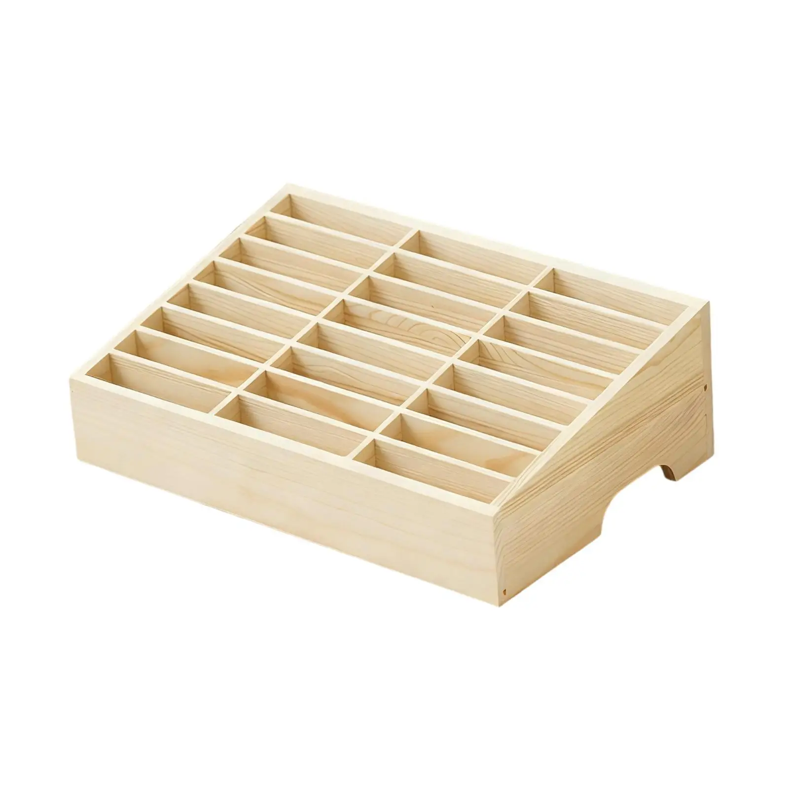 Rectangular Wooden Cell Phone Holder Storage Organizer 24 Compartments Space Saver Rack for Desk Office School