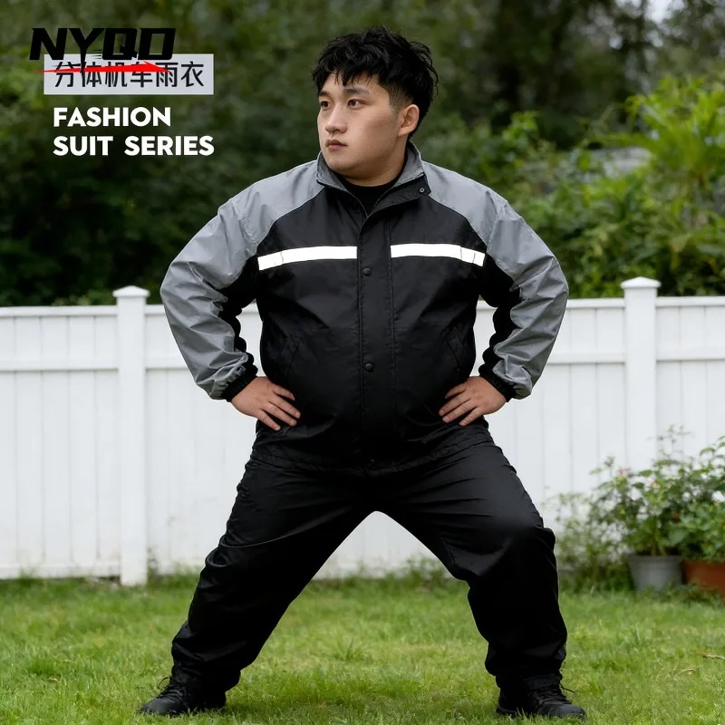 Men Extra Large Rain Suit 200LBS Waterproof Split Raincoat Cycling Fishing Full Body Rainwear Plus Size Heavy Rain Protection