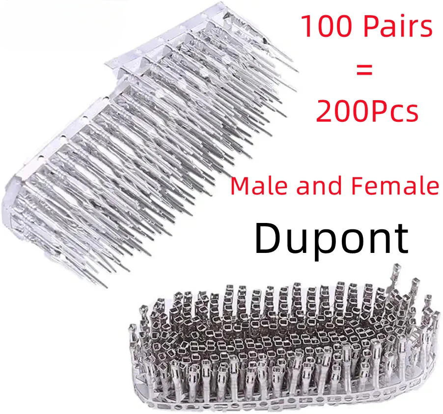 100Pairs Dupont Connector 2.54mm Jumper Wire Cable Pin Connector Terminal Male and Female Pin Connector Kit for Housing Jumper