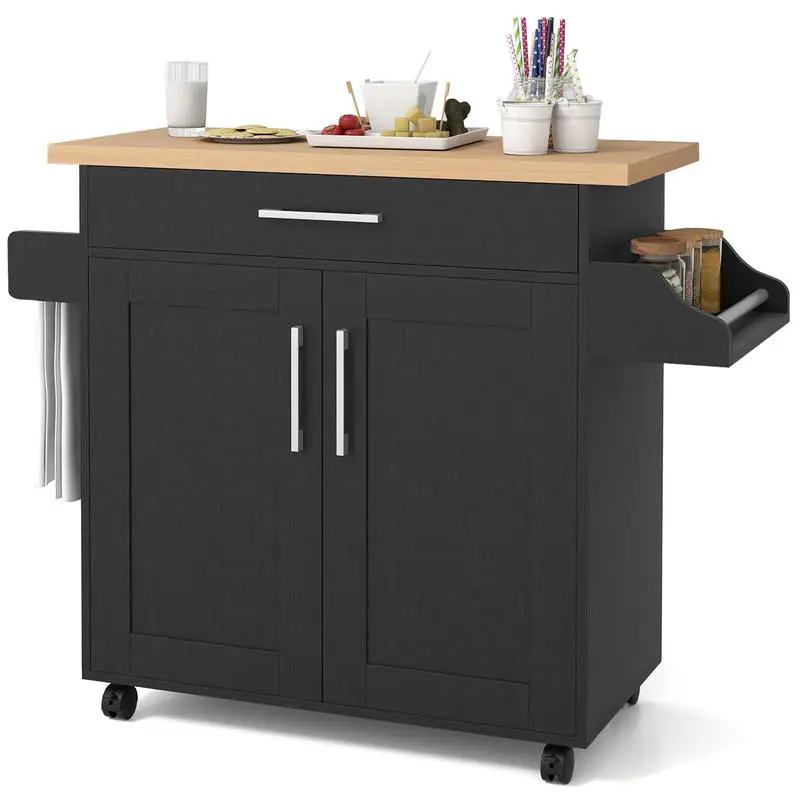Picture 5: Kitchen Island Cart with Lockable Rubber Casters for Kitchen