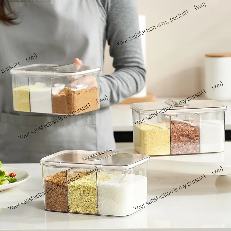 Seasoning box, household kitchen, high-end seasoning can, integrated multi-grid combination set, four-in-one salt seasoning can,