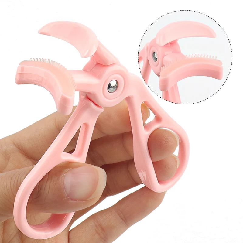 Wide Angle Eyelash Curler Plastic Transparent Pink Lash Curler With Extra Replacement Silicone Pad Portable Eye Makeup Tools