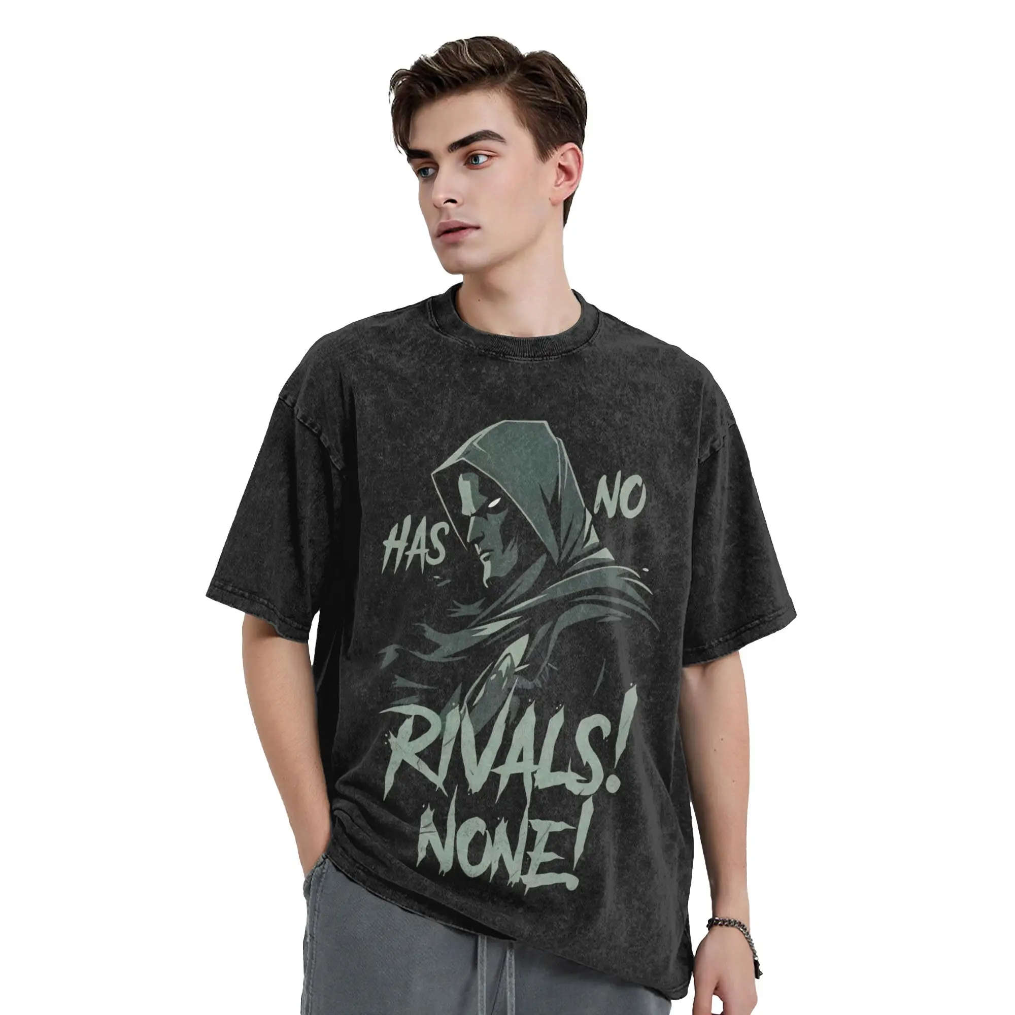 Dr. Dooms T-Shirt, angesagte T-Shirts, kurzärmeliges Vintage-T-Shirt, Sommer-Baumwoll-T-Shirt mit Rundhalsausschnitt, Oversize-Oberteil. – Detail 6