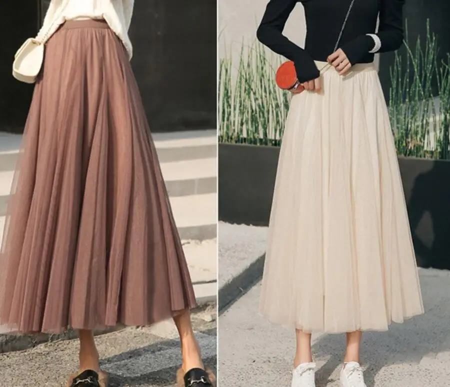 New Women Mesh Elastic Tutu Skirt Beach Spring Summer Korean High Waist Fashion Pleated Long Skirt Black White Tulle Skirts 6 New Women Mesh Elastic Tutu Skirt Beach Spring Summer Korean High Waist Fashion Pleated Long Skirt Black White Tulle Skirts 6