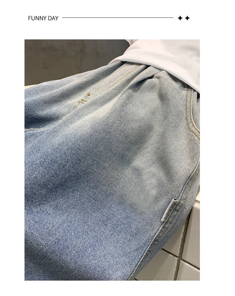 Neue Sommer-Jeansshorts für Kinder, Lässige, Lose Passform, Blauer Farbverlauf, für Teenager-Jungen, Baggy Denim-Shorts, Kinder-Streetwear, Knielange Hosen – Detail 10