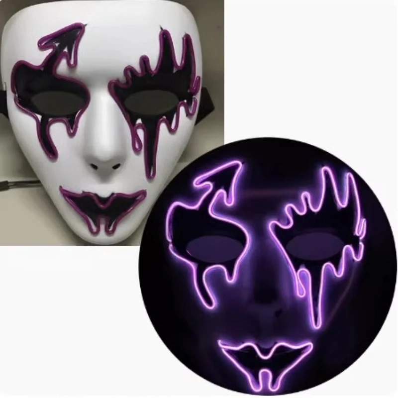 LED 발광 마스크 바 파티 호러 분위기 공연 짜증나는 발광 해골 마스크 할로윈 콜드 글로스 마스크