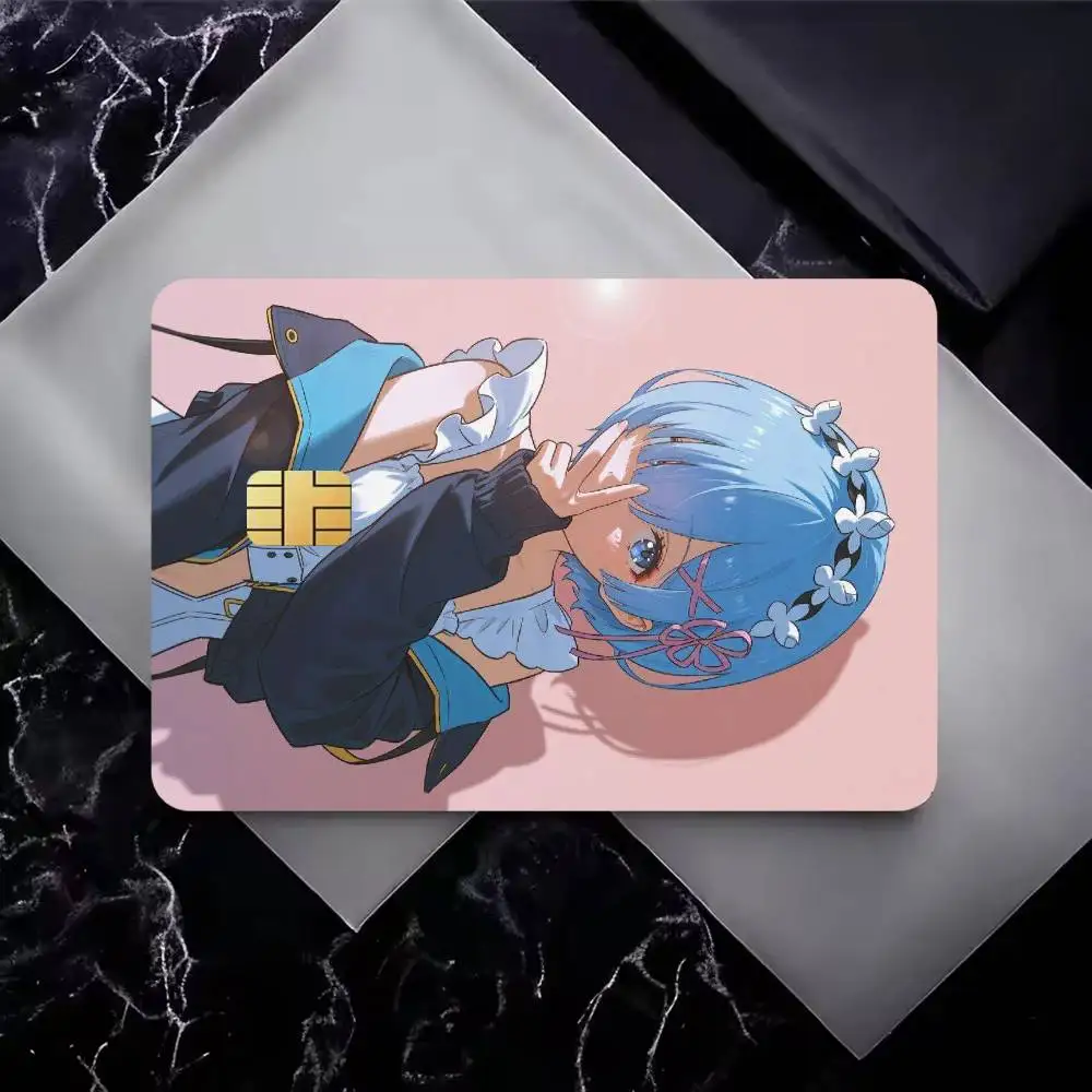 Anime R-Re Zero Rem High‑Res Game Chip Decals Credit Card Mini Waterproof Vinyl Ornament Useful Gift