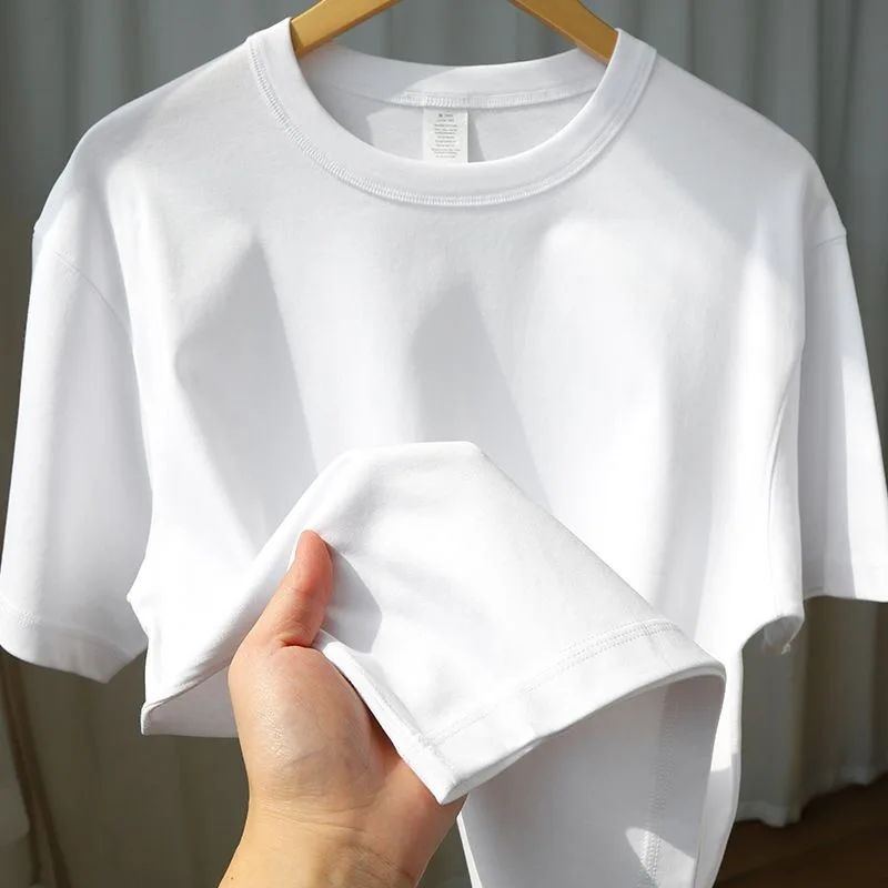 Summer Men T Shirt Cotton Tops Women Solid Color Blank Tshirts O-neck Round Collar Short-Sleeve Couple White Top Tees Clothing