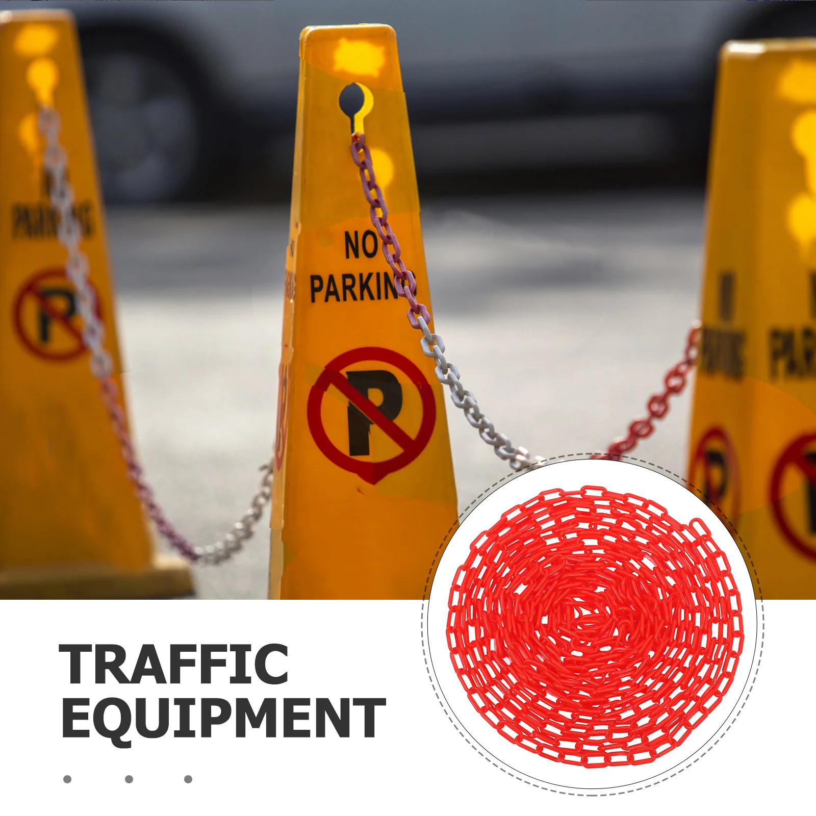 Rode plastic slagboomketting Weerbestendige veiligheidslink voor verkeersmensenbestrijding Bouwzone Barricade Verkeersbarrière