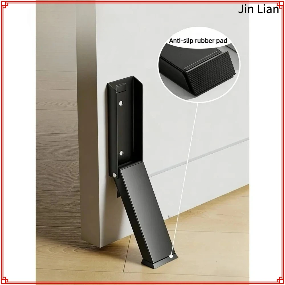 1pc Safety Door Stopper Metal Gate Blocker Windproof Anti-collision Door Gap Blocker Sturdy Self Adhesive Door Anti-Slip Holder