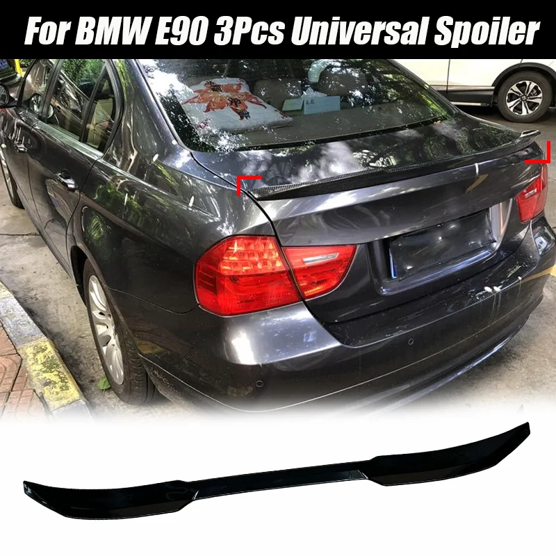 

For BMW Accessories 3 Serie E90 E92 F30 G20 2004+ 3Pcs Car Ducktail Rear Wing Spoiler Gloss Black Rubber Universal 121cm