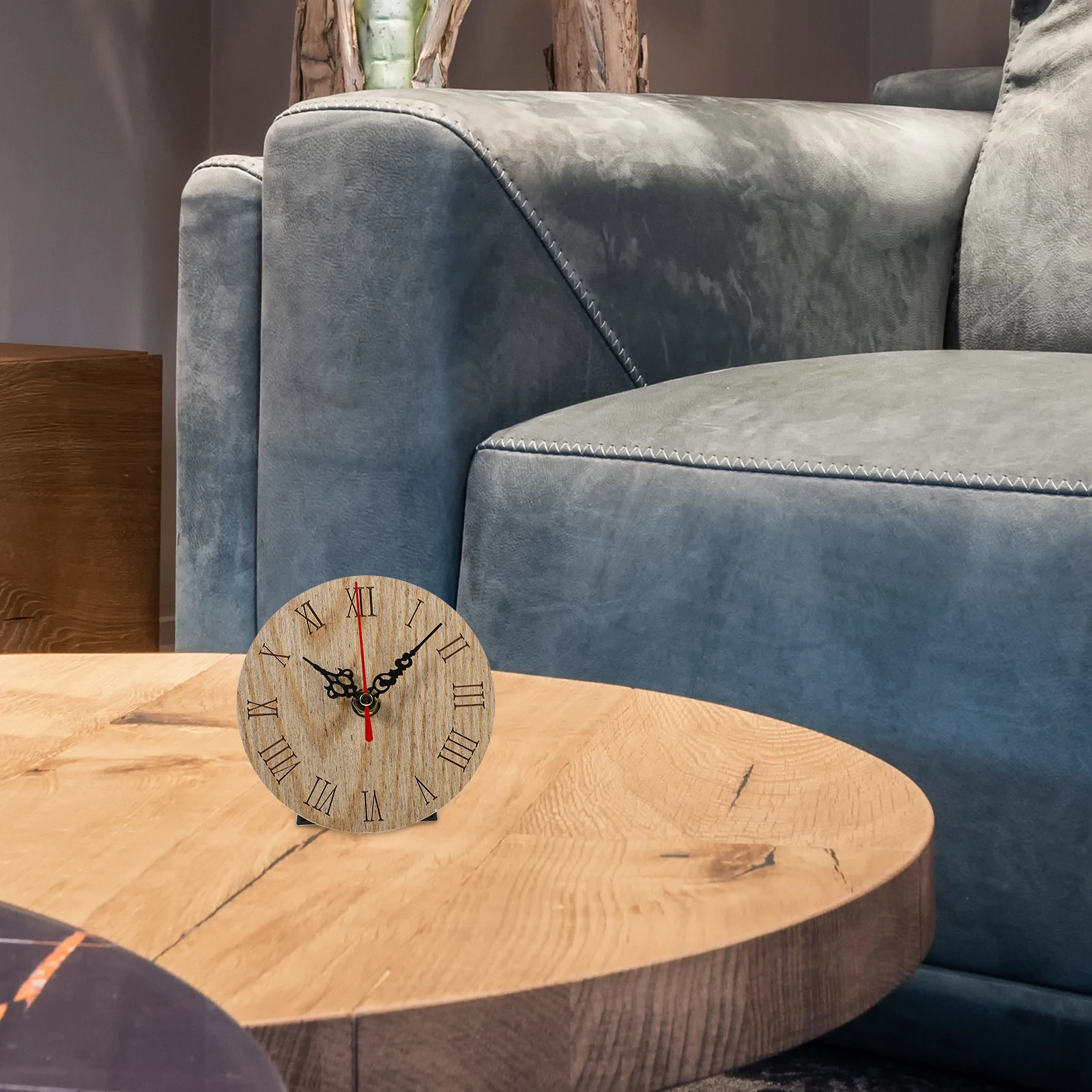 

Retro Wall Vintage Round Shape Desk for Living Room Home Office Decor Non Ticking Bedroom Mute Clock Wooden Hanging Clock
