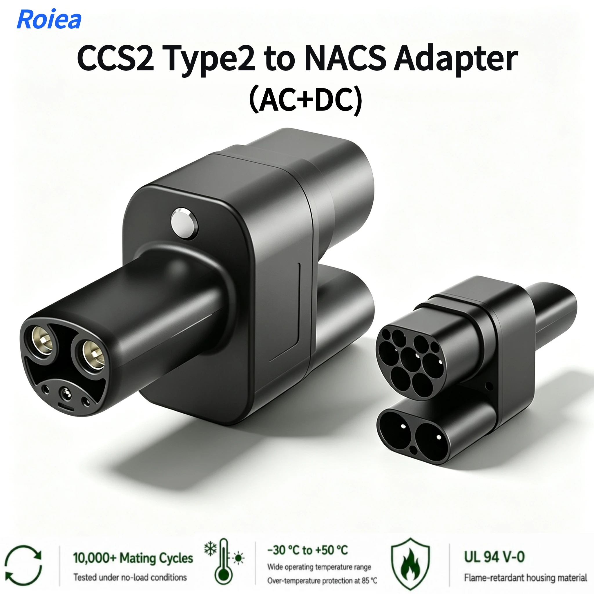 CCS2 Type2 to NACS EV Charger Adapter AC 50A DC 500A/250A EV Charging Connector 240V AC 1000V DC for Tesla Model 3 X Y S