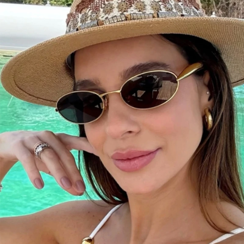 

Luxury Brand Oval Frame Sunglasses Women Trendy Round Small Frame Sun Glasses Classic Shades High Quality Classic Men Eyewear