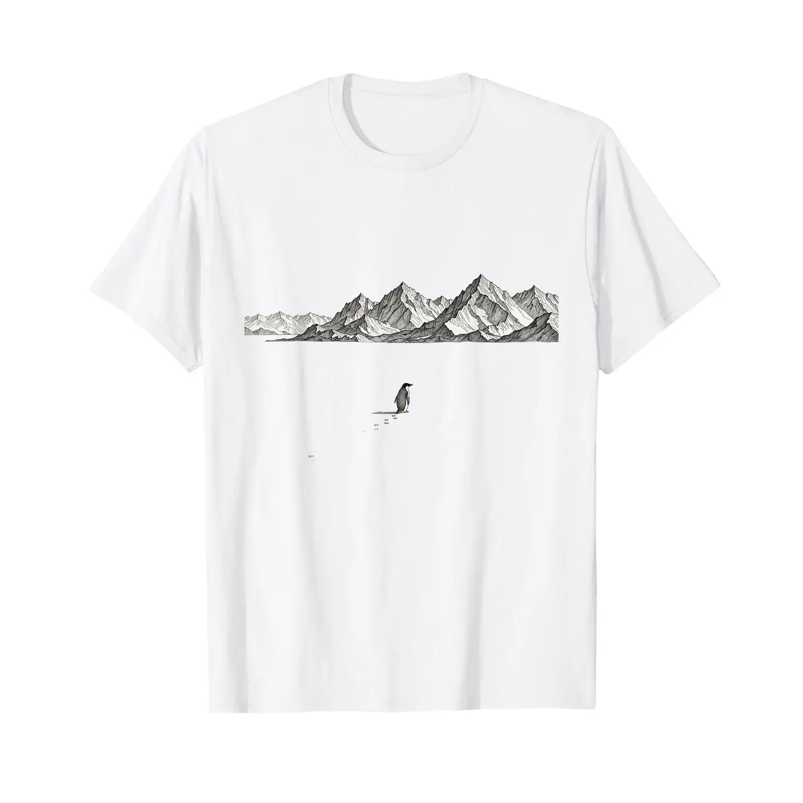 Lone Penguin Marching Towards Mountain Disoriented But Why T Shirt vintage Washed Versatile graphic Unisex Stylish streetwear
