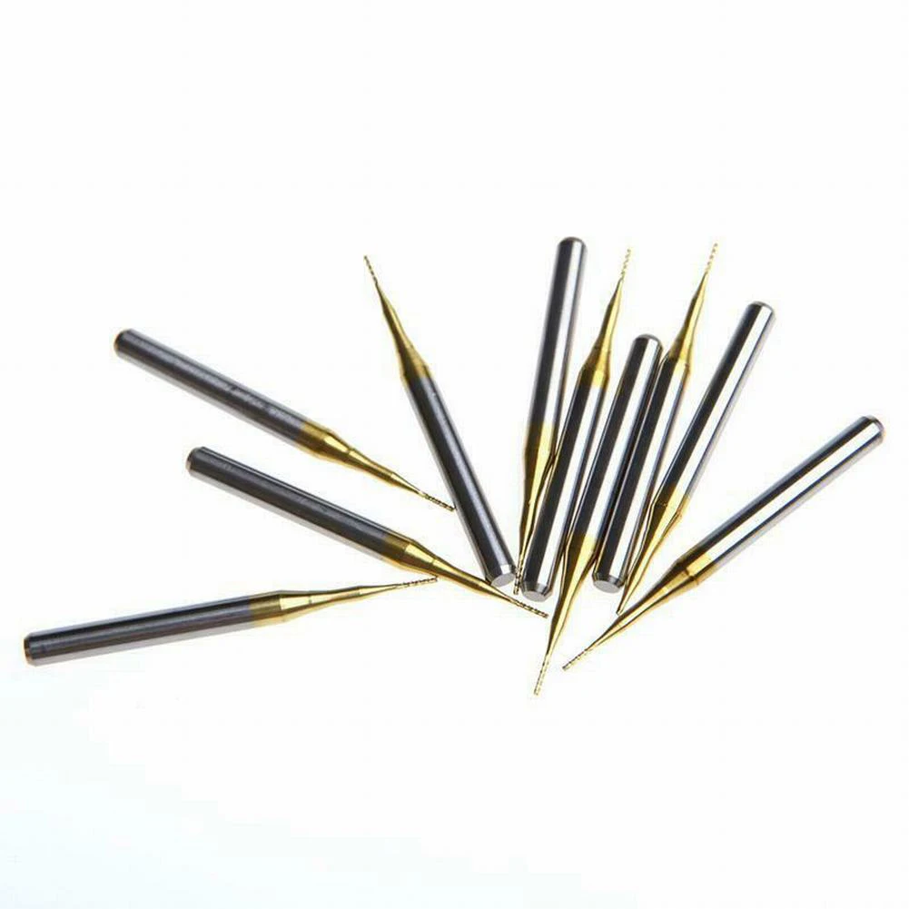 10Pcs Coat Carbide Milling Cutter 3.175x0.5mm End Mill Engraving Bits CNC Cutters Set Plating CNC Metalworking