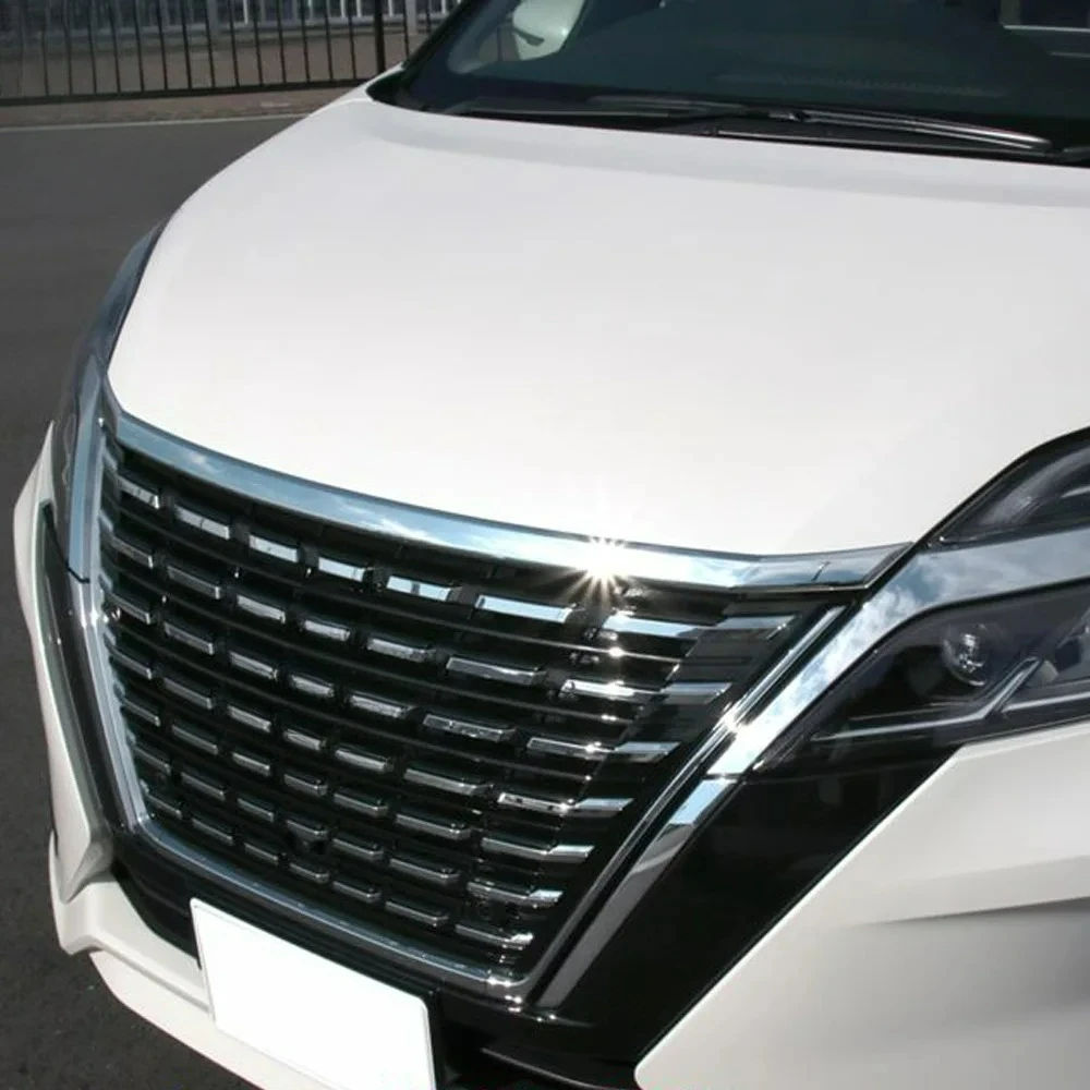 

For NISSAN SERENA C27 2017 2018 2019 Car Accessories ABS Chrome Front Hood Bonnet Grill Grille Bumper Lip Mesh Trim Cover