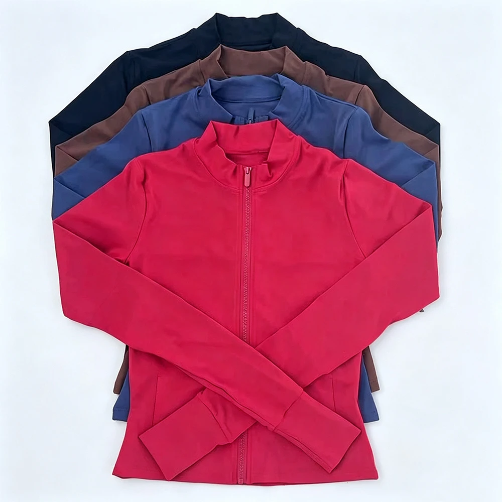 Women Zip Fitness Yoga Shirt Long Sleeve Sports Jacket Gym Top Activewear Running Coats Workout Clothes Woman