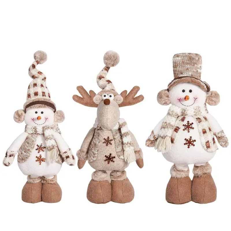 Standing Christmas Doll Telescopic Reusable Plush Figurine Christmas Decorations For Front Door Couch Fireplace Bedroom