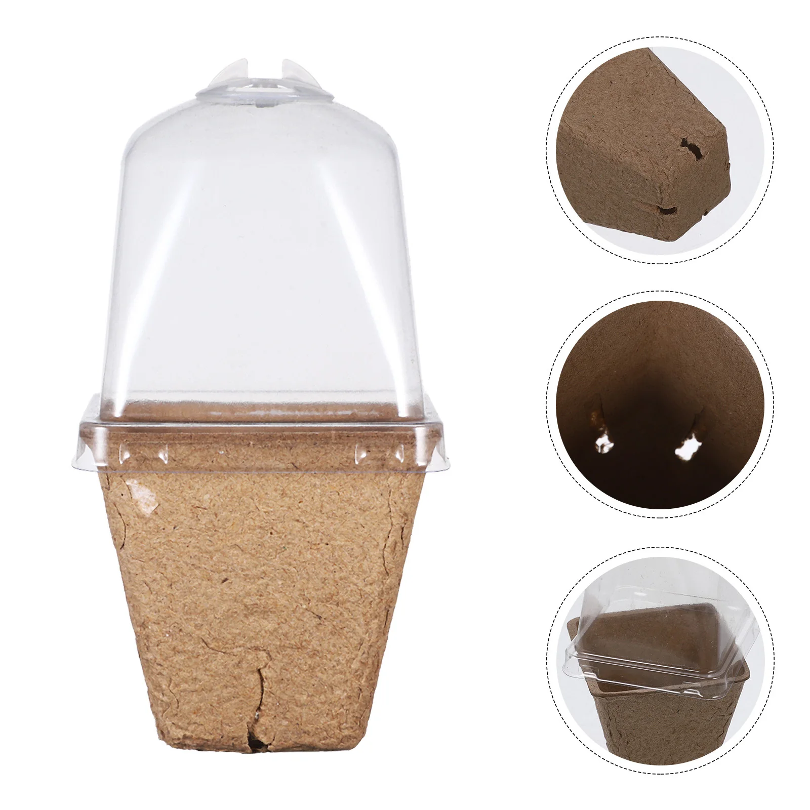 

20pcs Seed Starter With Dome Lids Plant Nursery Pots For Succulents Paper Plant Pots With Drainage Holes Garden Supply