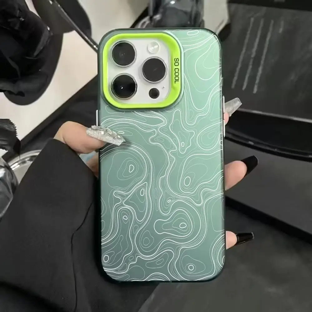 حافظة هاتف بتصميم أنماط الخط الفني التجريدي مناسبة لهاتف iPhone16 15 14 13 12 11 Pro Max مقاومة للصدمات ومضادة للبصمة