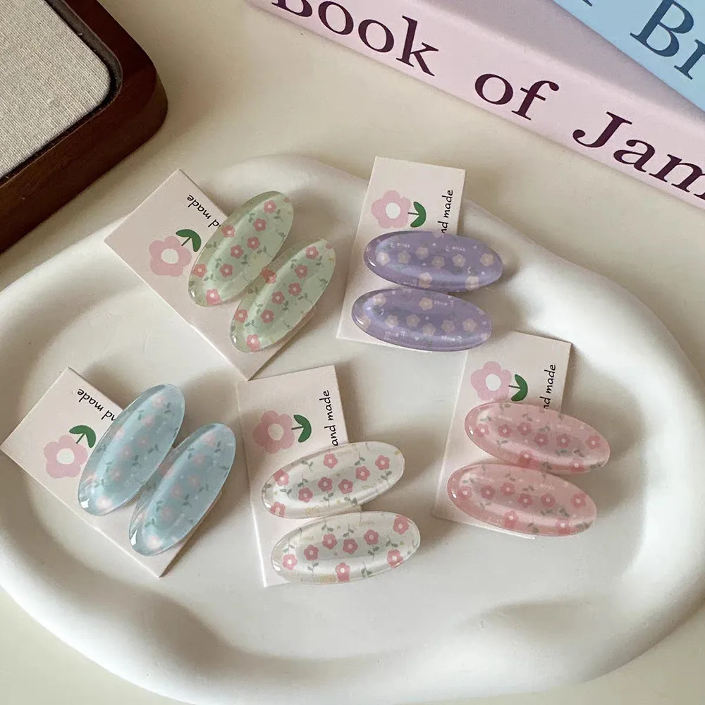 

Pastoral Style Sweet Floral Oval Hairpin Girl Flower Side Bangs Clip Fashionable Hair Accessories