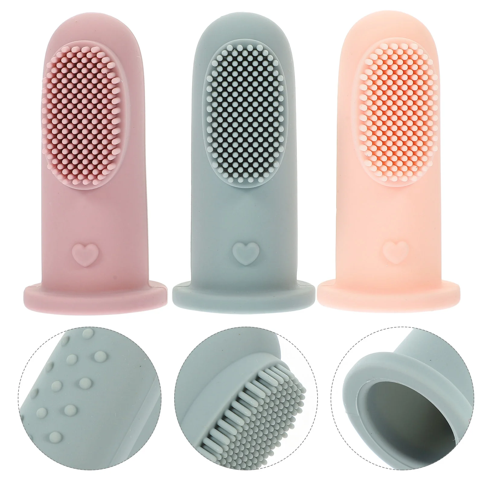 3 Pcs Baby Toothbrush Teeth Clean for Silicone Oral Care Infant Children Finger Dot