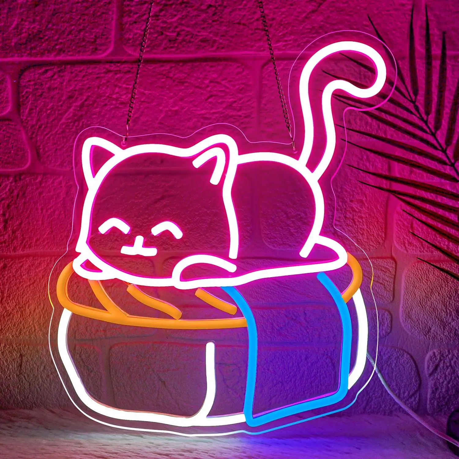 Linda Lámpara de Neón con Diseño de Gato Sushi, Luces LED USB Kawaii para Restaurante de Sushi, Dormitorio, Tienda de Mascotas, Decoración de Pared, Regalos Especiales, Lámpara de Pared