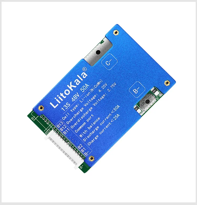 Liitokala 13S 48V50A BMS لحزمة بطارية ليثيوم 18650/21700 48 فولت باستخدام موازن لحماية الشحن والتفريغ