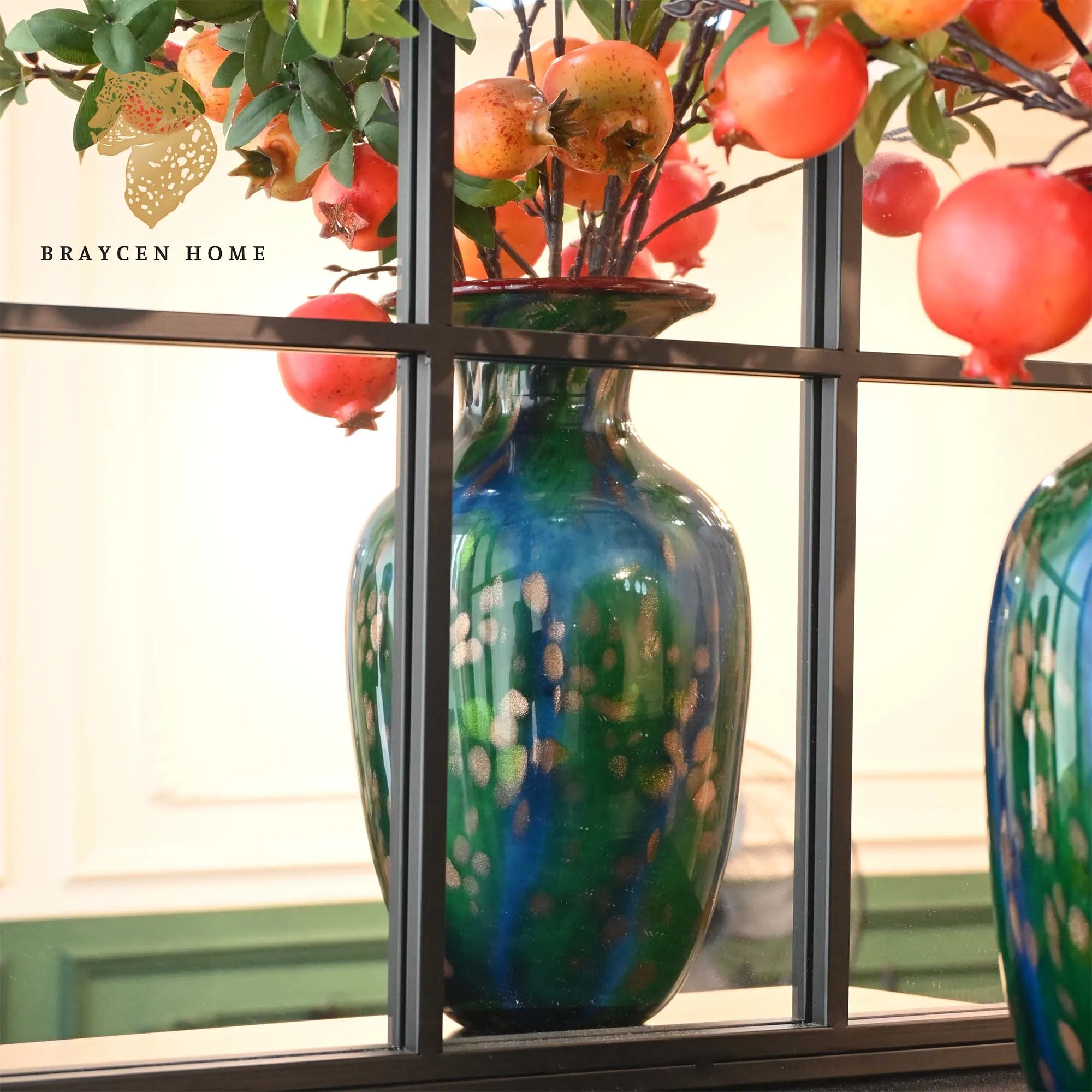 Hand Blown Blue Murano Glass Vase Art Deco Tabletop Decor Home Decor Art Glass With Artistic Feature for Home Tabletop