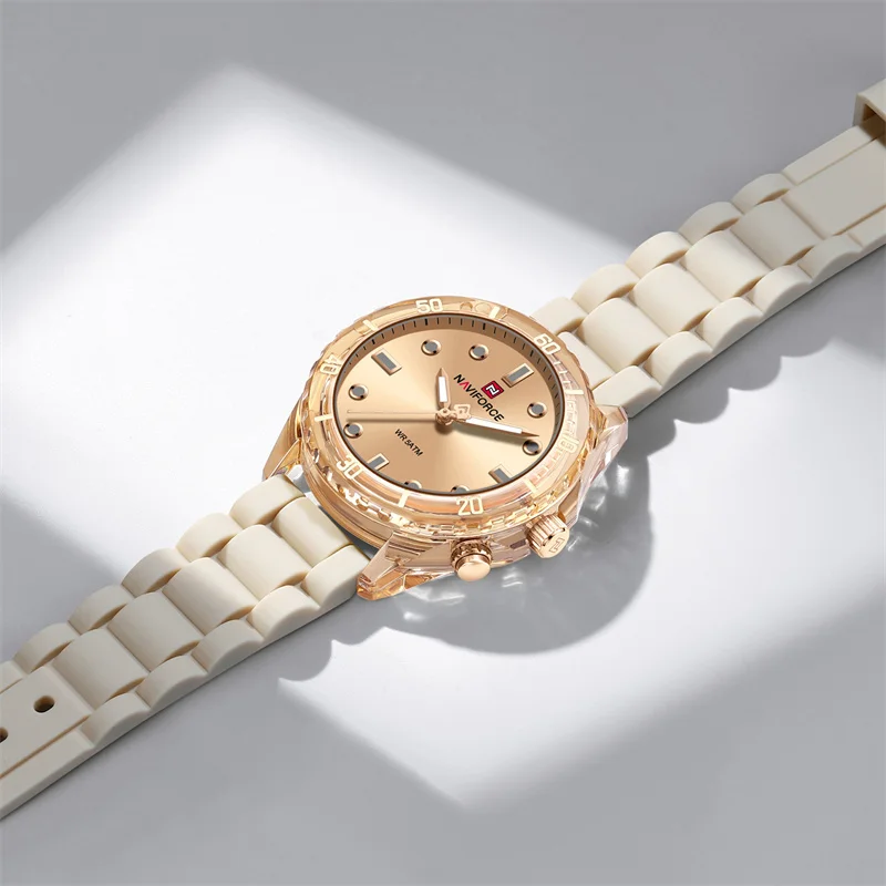 Top Brand NAVIFORCE Fashion Watches for Women Quartz 5ATM Waterproof Wristwatch Original Silicone Strap Luxury Simple Gift Clock