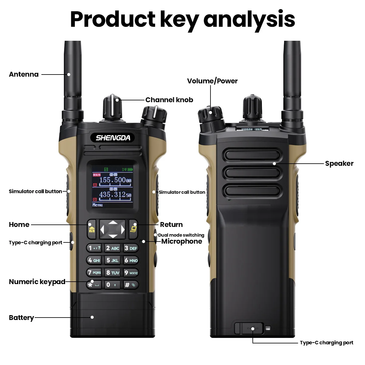 HX-APX8000 Walkie Talkie 4-Band Dual Screen Display Large-Capacity Battery Stable Communaication Multi-Color Channel Scan