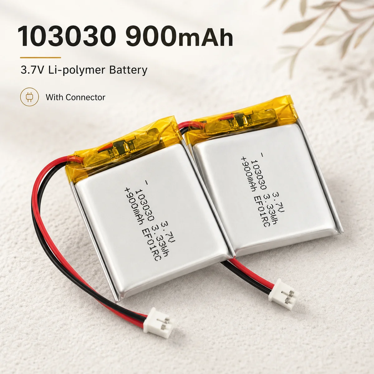 Image of 3,7 V 900 mAh 103030 LiPo-Akku mit PH2,0-mm-Stecker, 1–10 Stück, für Lautsprecher, Ventilator, GPS, MP3, Luftreiniger, Controller