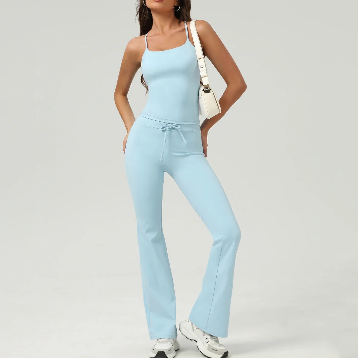 

Women's Quick Dry Fitness Flare Pants and Tank Top Set with Drawstring Compression Soft Stretchy Yoga Gear