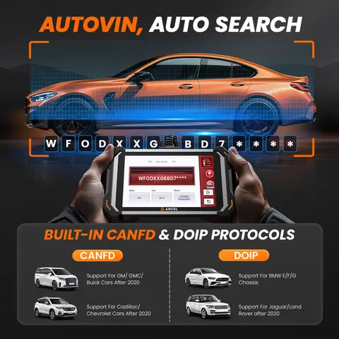 ANCEL DS600 엘리트 OBD2 스캐너 34+ 리셋 양방향 ECU 코딩 오일 EPB BMS CAN-FD Doip 풀 시스템 진단 스캔 도구