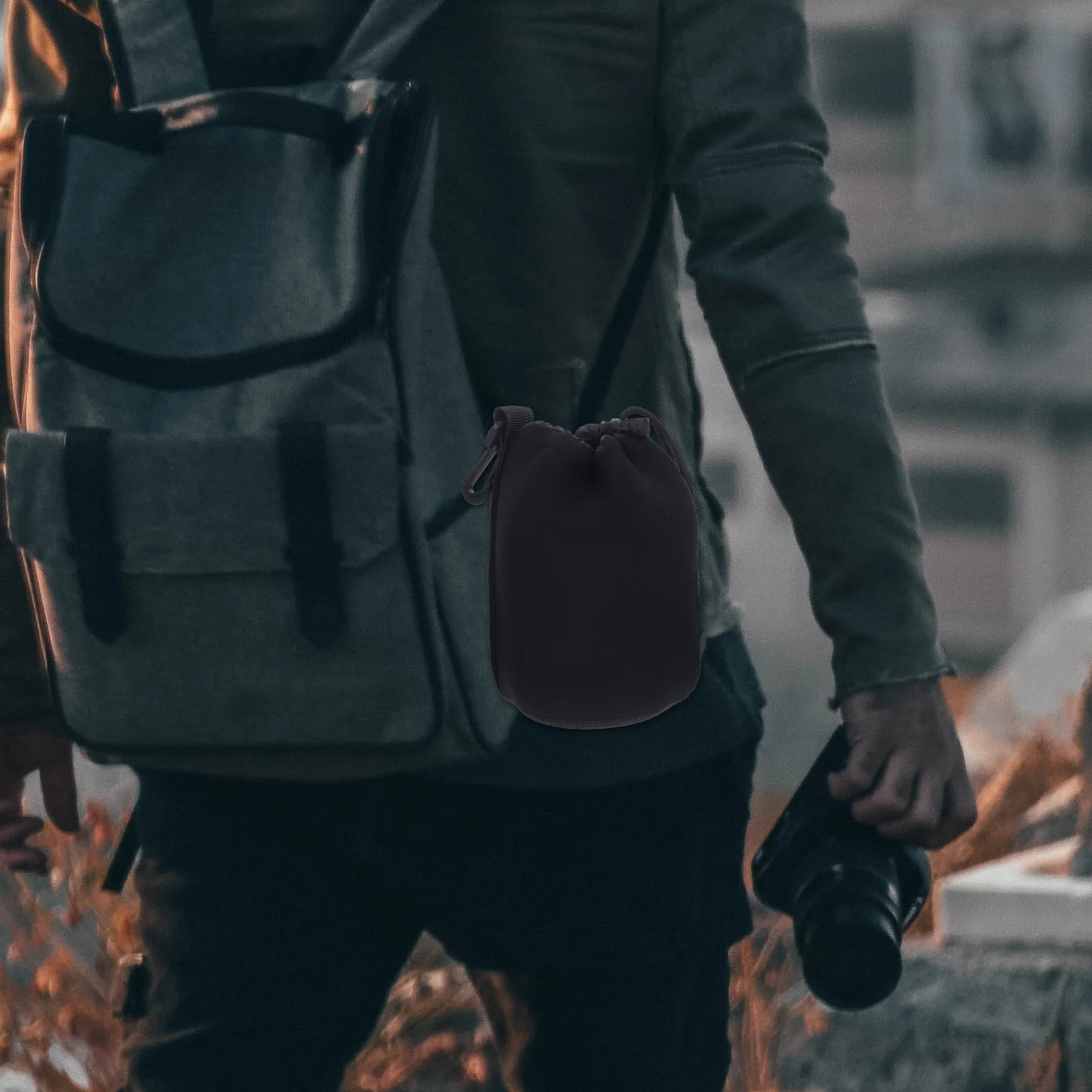 3 قطعة الحقيبة عدسة للكاميرا عالية الكثافة النيوبرين عثرة حماية عدسة خارجية حقيبة للتخزين مع الرباط قابل للتعديل و