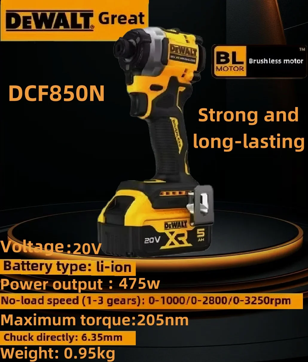 DeWalt Brushless Charging Screwdriver Electric Screwdriver 20V Lithium Battery Multifunction Electrical Drill Dcf850