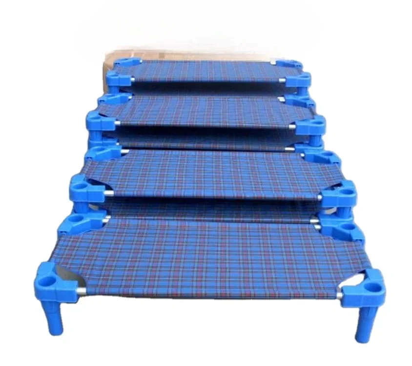 Children Beds Manufacturer Top Cloth Kids Kindergarten School Stackable Children Daycare Cot Set Standard Bed