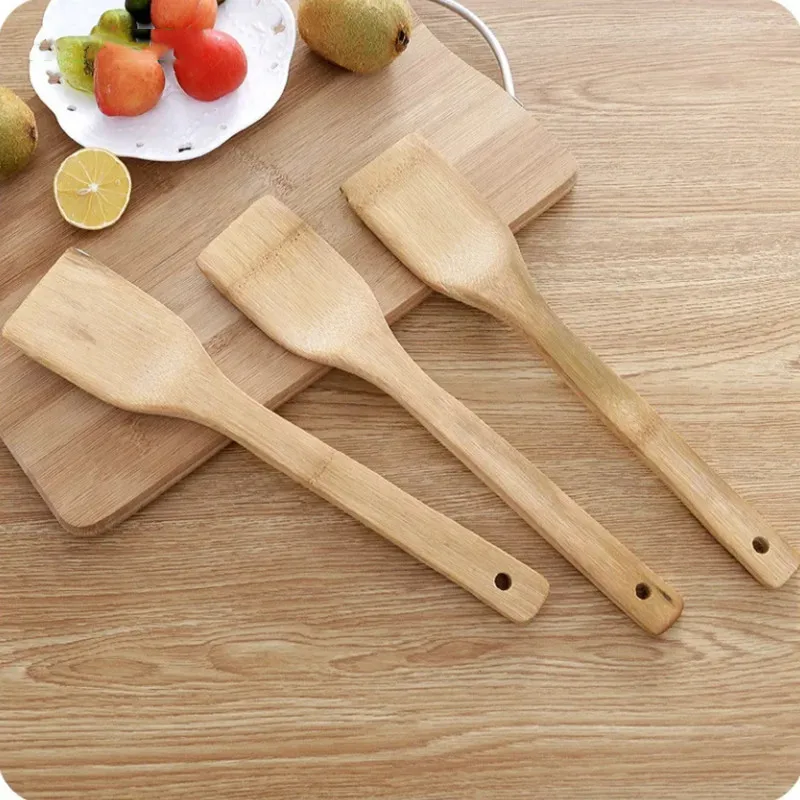 

Natural Health Bamboo Wood Kitchen Slotted Spatula Spoon Mixing Holder Cooking Utensils Dinner Food Wok Shovels Turners