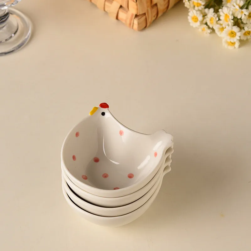 2pcs ceramic chicken seasoning dish, household storage box, mini bowl