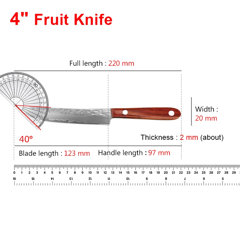 Barbecue Kitchen Cooking Chef Damascus Knives Wood Handle Handmade Blade Fruit Knife Kitchen Slice Meat Vegetable Damascus Knife