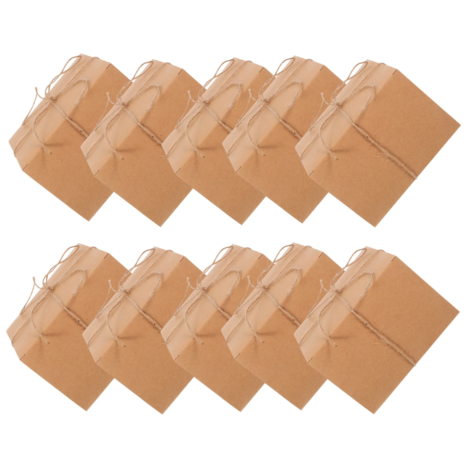 

10pcs Square Brown Kraft Present Boxes 5.8X5.8X3.9Inch Sturdy Packaging With Hemp Rope Tags For Diy Birthday Holiday Gift