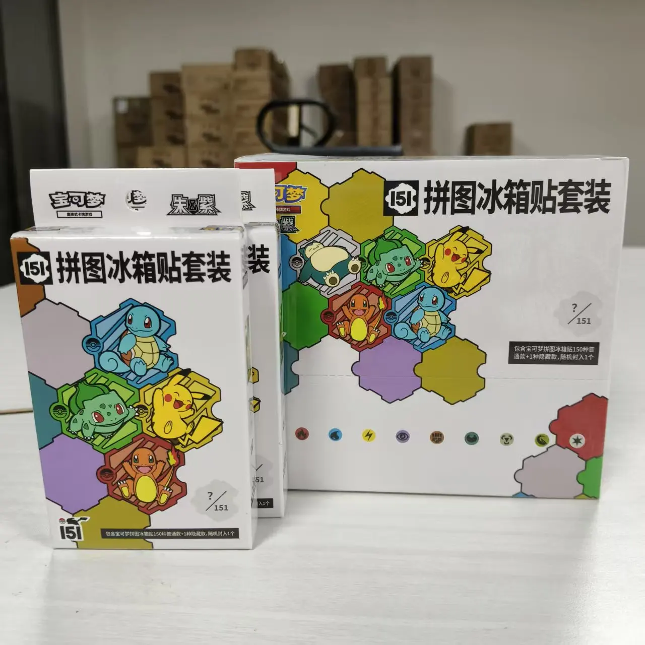 本物のポケモンカード151冷蔵庫マグネットセット-ミュウツー-ジグソー冷蔵庫マグネット-ブラインドボックスギフト-コレクターズアイテム-在庫あり