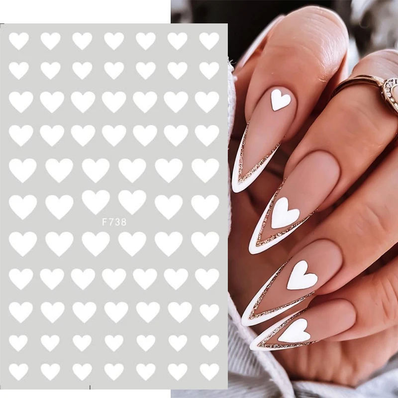 3D Black Heart unhas adesivos, auto-adesivo Wrap Slider, DIY Manicure Acessórios, desenhos animados bonitos, amor, casal, carta, slider, namorados