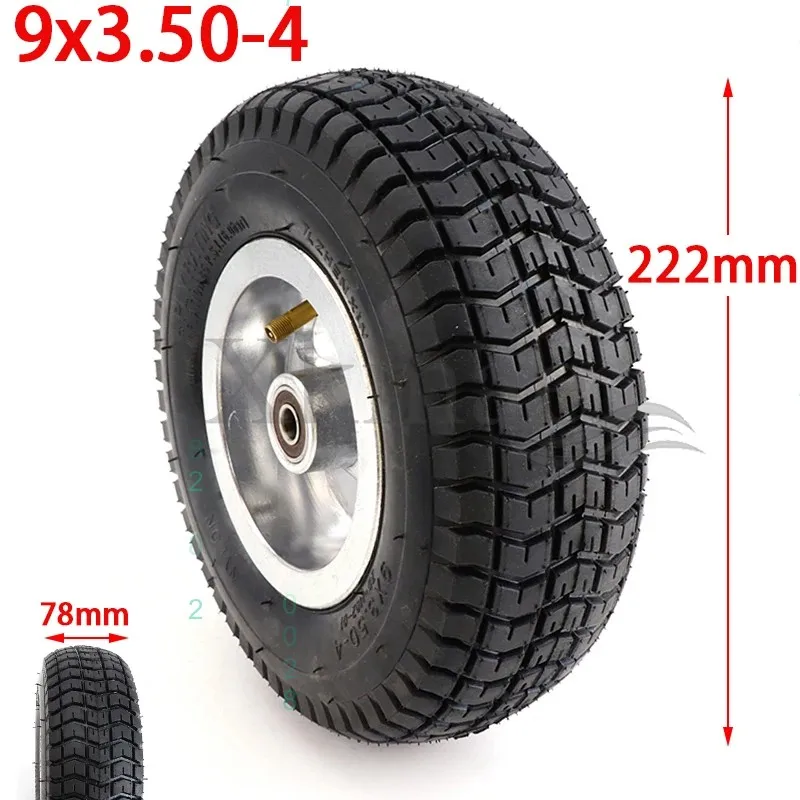 9 inch Wheel 9x3.50-4 Tire Tyre Inner Tube and Rim Combo for Gas Scooter Skateboard Pocket Bike Electric Tricycle