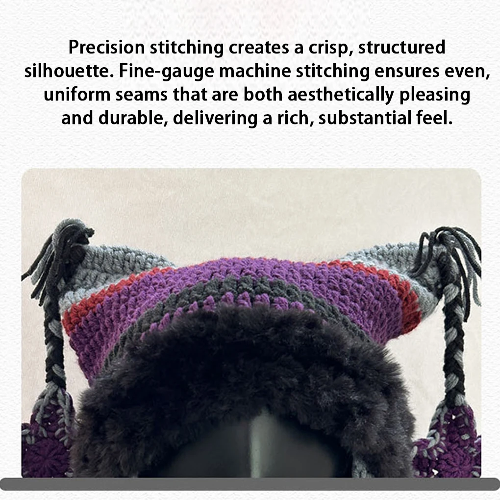 Vintage Striped Y2k Beanie Retro Style Meets Modern Comfort In Cat Beanie Lovely Stars And Cats Ears Steamed Cat-ear